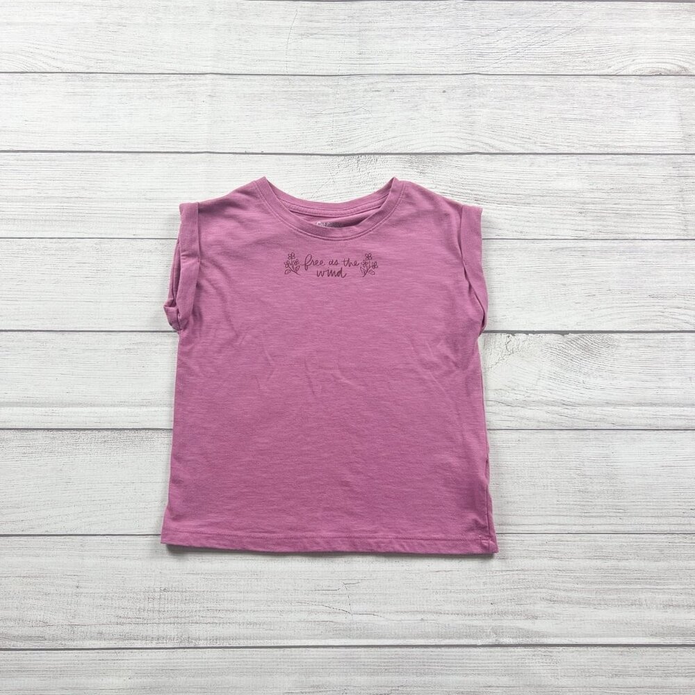 Cat & Jack Girls Shirt “Free as the Wind” Graphic Cap Sleeve Top S 6-6X